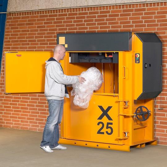 Bramidan X25 Commercial Level Cardboard Box Vertical Baler 208/230/480 Volt 3 Phase - X25