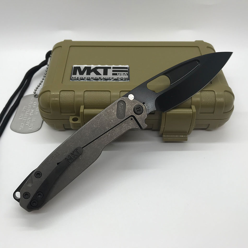 Medford Infraction S35VN 3.25" Blade Gun Grip Gray Tumbled Spring, PVD Clip, PVD Breaker, PVD Hardware MK031SPQ-01TM-SPCP-BP - MK031SPQ-01TM-SPCP-BP