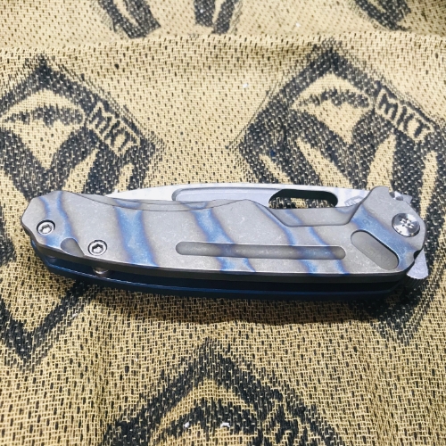 Medford Infraction Tiger Stripe S35VN 3.25" Flamed Handle ANO Blue Spring Tactical Knife Serial 92-046 - MK031STQ-03A1-SSCF-Q4 92-046