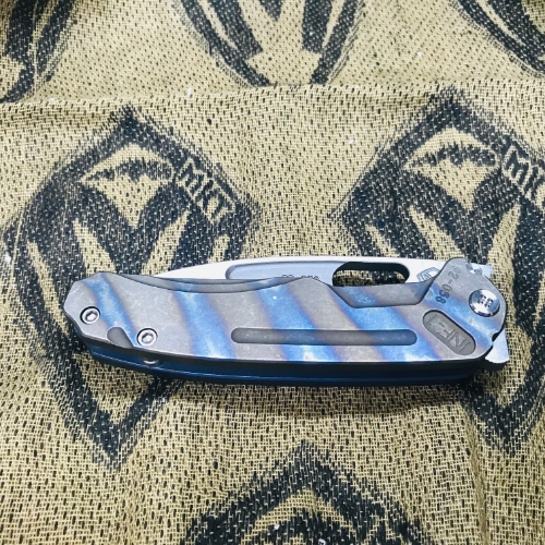 Medford Infraction Tiger Stripe S35VN 3.25" Flamed Handle ANO Blue Spring Tactical Knife Serial 92-058 - MK031STQ-03A1-SSCF-Q4 92-058