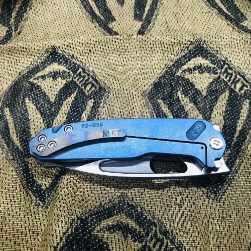 Medford Infraction Tiger Stripe S35VN 3.25" Flamed Handle ANO Blue Spring Tactical Knife Serial 92-058 - MK031STQ-03A1-SSCF-Q4 92-058