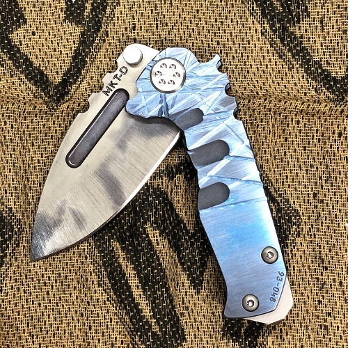 Medford Micro Praetorian T D2 2.8" Vulcan Blade Blue Atomic Grind Handle Folding Knife Serial 93-048 - MK008DVD-37A2-SSCS-BN 93-048