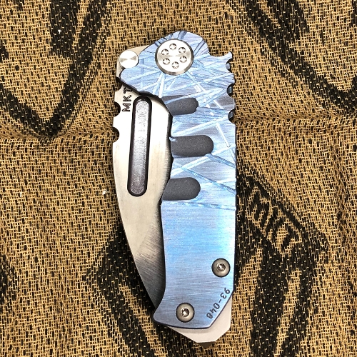 Medford Micro Praetorian T D2 2.8" Vulcan Blade Blue Atomic Grind Handle Folding Knife Serial 93-048 - MK008DVD-37A2-SSCS-BN 93-048
