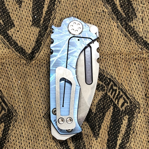 Medford Micro Praetorian T D2 2.8" Vulcan Blade Blue Atomic Grind Handle Folding Knife Serial 93-048 - MK008DVD-37A2-SSCS-BN 93-048