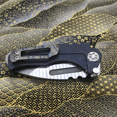Medford Micro Praetorian T S35VN 2.8" Tiger Stripe Handle Blue Spring Folding Knife Serial Number 95-057 - MK008STT-03A1 95-057