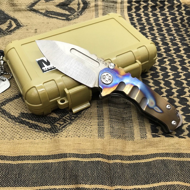 Medford Micro Praetorian T S35VN Vulcan 2.8" Flamed Polished Handle Bronze Spring Folding Knife Serial Number 93-039 - MK008SVD-03A1 serial 93-039