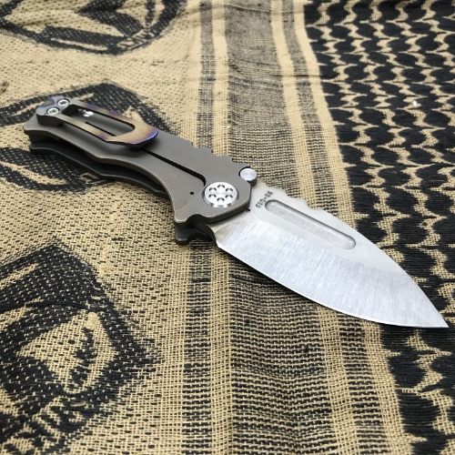 Medford Micro Praetorian T S35VN Vulcan 2.8" Flamed Polished Handle Bronze Spring Folding Knife Serial Number 93-039 - MK008SVD-03A1 serial 93-039
