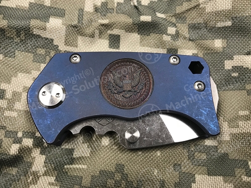 Medford Panzer-Stubby Tanto Knife Standard Ti with Custom American Coin Engraved Handle PREOWNED Safe Queen - MK010DTQ-37A2-SSCS-BN