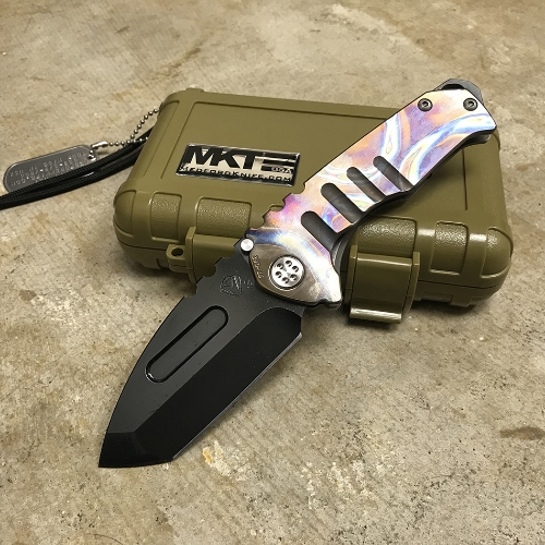 Medford Praetorian Genesis T 3V 3.3" Faced Flamed Handle Bronze Spring Tactical Knife Serial 97-062