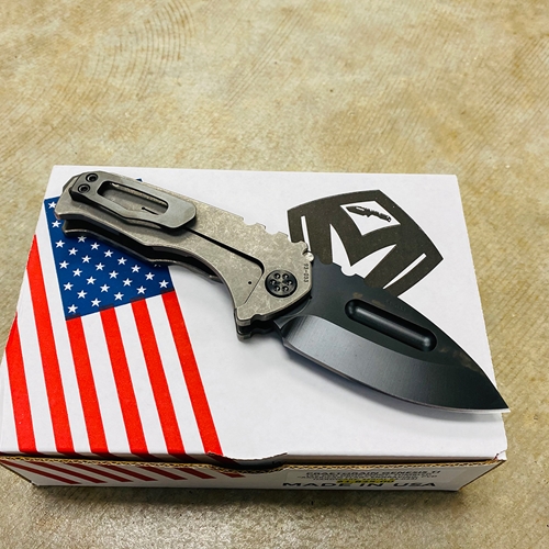 Medford Praetorian Genesis TI 3V PVD Drop Point 3.75" American Flag Engraving Knife Serial 93-033 - MK2023PD-01TM-TPCP-BP