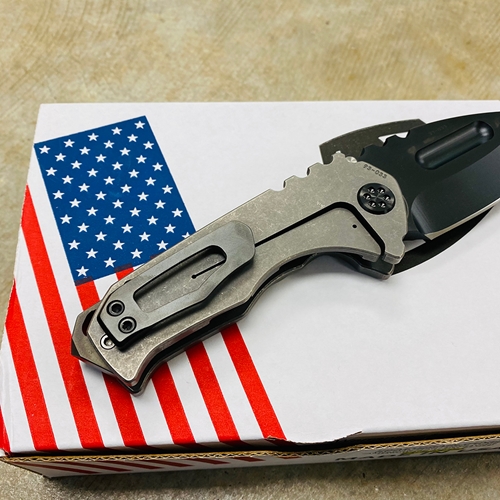 Medford Praetorian Genesis TI 3V PVD Drop Point 3.75" American Flag Engraving Knife Serial 93-033 - MK2023PD-01TM-TPCP-BP