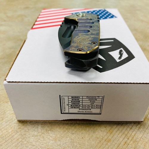 Medford Praetorian Genesis TI S35VN PVD Drop Point 3.75" Bank Scroll Filigree Knife Serial 02-024 - MK202SPD-37A2-T1CP-BP 02-024
