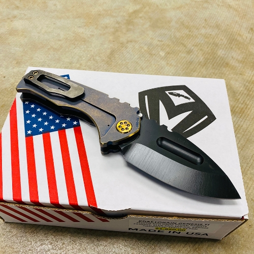 Medford Praetorian Genesis TI S35VN PVD Drop Point 3.75" Bank Scroll Filigree Knife Serial 02-024 - MK202SPD-37A2-T1CP-BP 02-024