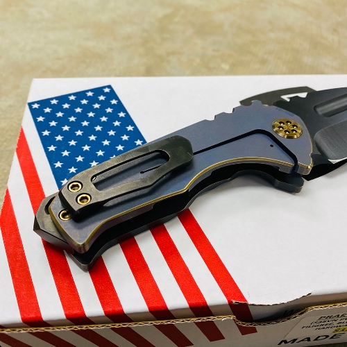 Medford Praetorian Genesis TI S35VN PVD Drop Point 3.75" Bank Scroll Filigree Knife Serial 02-024 - MK202SPD-37A2-T1CP-BP 02-024