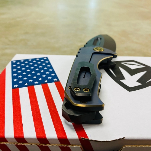 Medford Praetorian Genesis TI S35VN PVD Drop Point 3.75" Bank Scroll Filigree Knife Serial 02-024 - MK202SPD-37A2-T1CP-BP 02-024