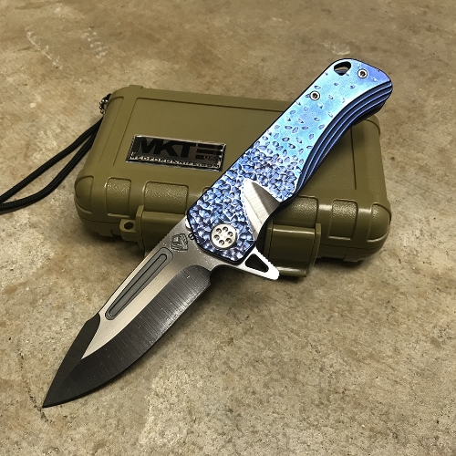 Medford Proxima S35VN 3.9" S35VN Ano Blue Hammered Handle Knife Serial 94-007