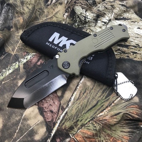Medford Praetorian Scout M/P D2 Tanto PVD Blade G10 OD Green Handles Knife Serial 910-114