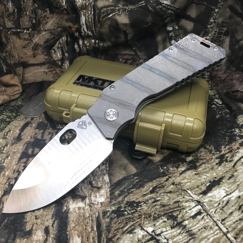 Medford TFF-H S35VN Tumbled 4" Blade Flamed Handle Tiger Stripe Knife Serial 810-020