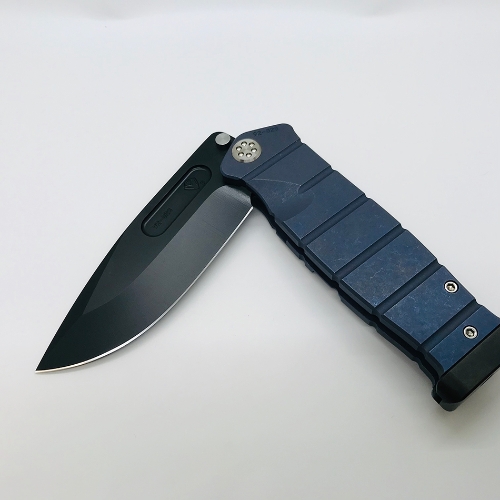 Medford USMC Fighter Flipper 4.25" S35VN PVD Blade Blue Handle Blue Spring Knife Serial Number 92-028 - MK204SPQ-37A2-SSCF-PP 92-028