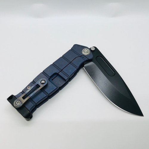 Medford USMC Fighter Flipper 4.25" S35VN PVD Blade Blue Handle Blue Spring Knife Serial Number 92-028 - MK204SPQ-37A2-SSCF-PP 92-028