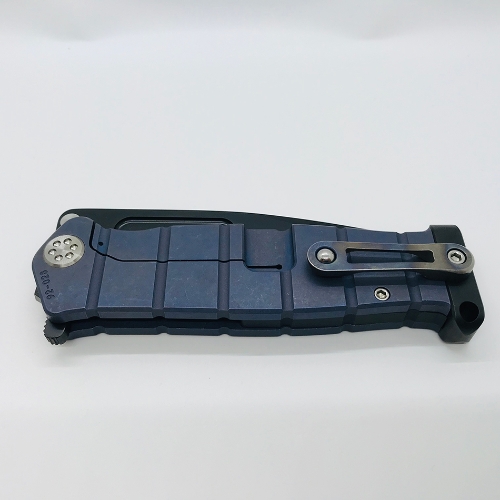 Medford USMC Fighter Flipper 4.25" S35VN PVD Blade Blue Handle Blue Spring Knife Serial Number 92-028 - MK204SPQ-37A2-SSCF-PP 92-028