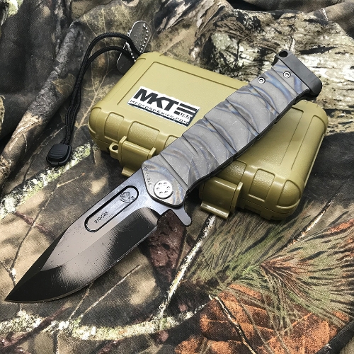 Medford USMC Fighter Flipper 4.25" S35VN PVD Blade Tiger Stripe Handle Bronze Spring Knife Serial Number 910-248
