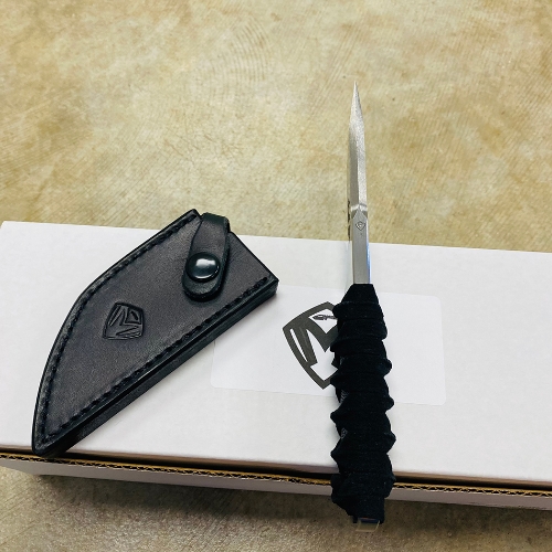 Medford Waki-S Fixed 3.75" 3V Raw Steel G10 Handle Black Mata Ray Skin Inlay Tactical Katana Wrap Knife - MK1073RQ-KWLB-Q2Q3-Q4