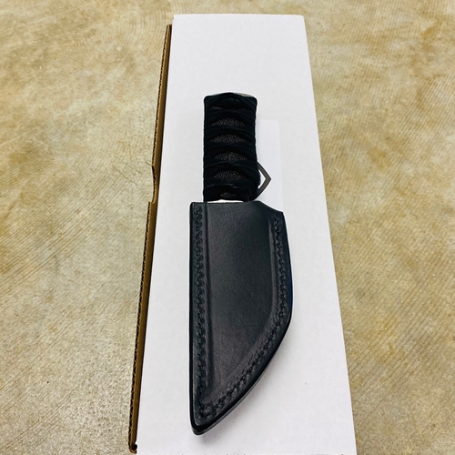 Medford Waki-S Fixed 3.75" 3V Raw Steel G10 Handle Black Mata Ray Skin Inlay Tactical Katana Wrap Knife - MK1073RQ-KWLB-Q2Q3-Q4