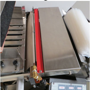 Stainless steel seal bar safety plate, if plate is hit seal head will return to open position